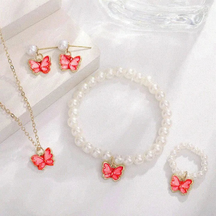 Pearl Butterfly Jewelry Set – 4-Piece