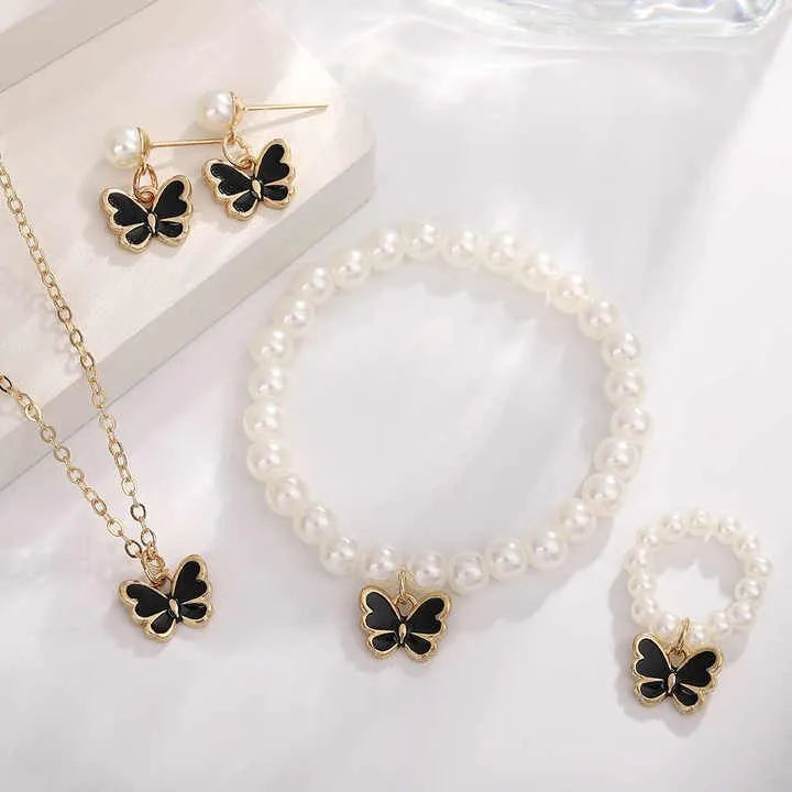 Pearl Butterfly Jewelry Set – 4-Piece