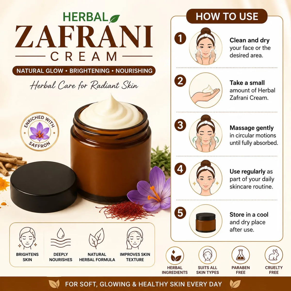 Zafrani Cream (500g) Whitening And Moisturizing Beauty Cream